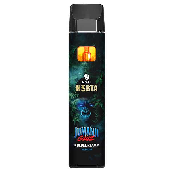 Jumanji by GZUZ H3BTA Vape Blue Dream, schwarzer Einweg Vape auf weißem Hintergrund