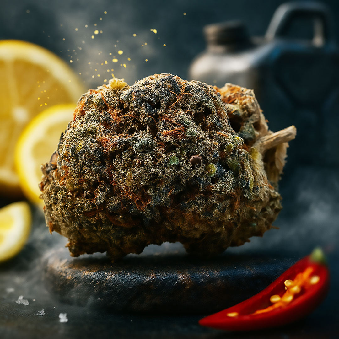 New York Diesel 12 % CBD Blüte, kompakte Aromablüte mit Zitrone und Chili