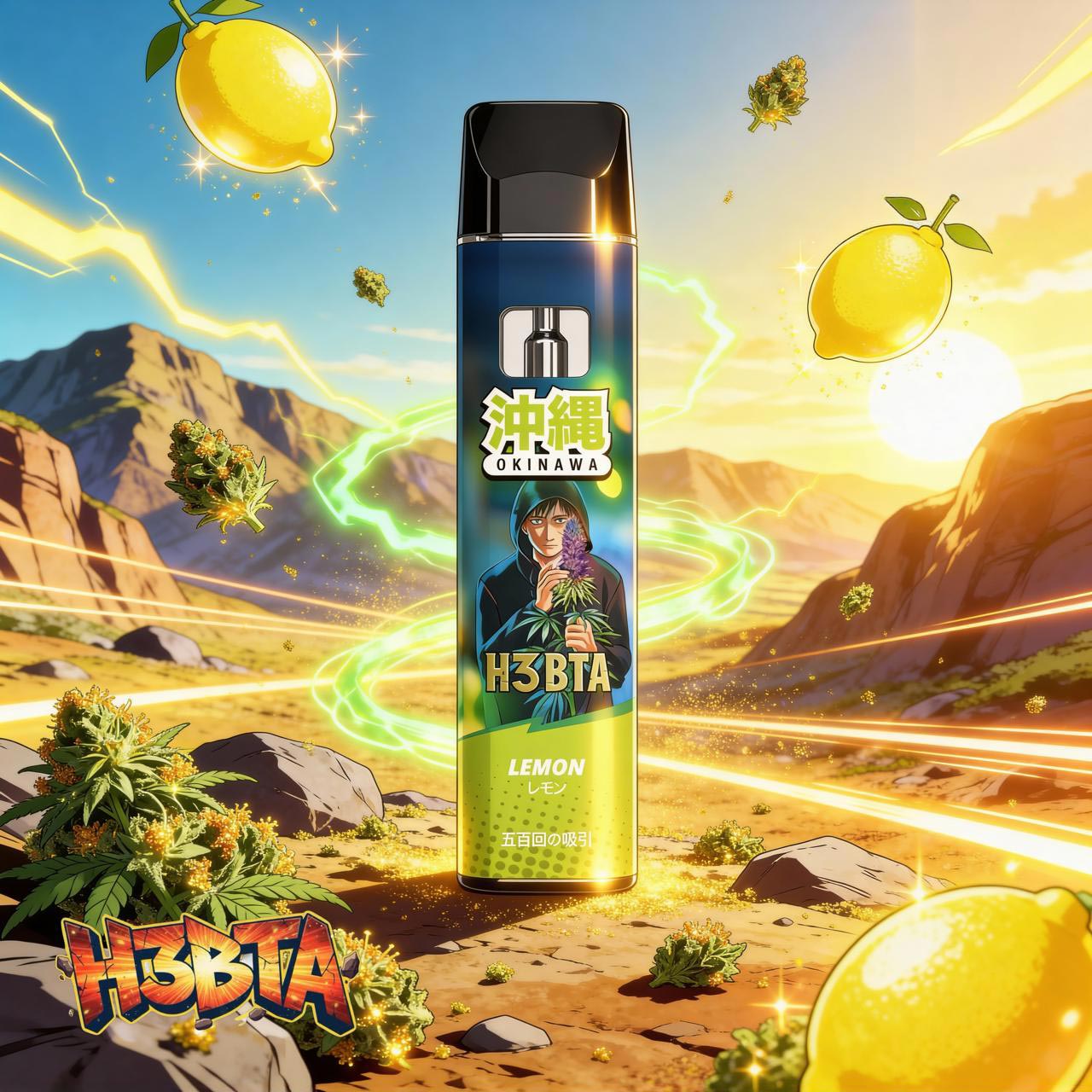 H3bta Vape OKINAWA H3BTA Einweg Vape Lemon H2 Superior Blend, H3 Ultra &  TAC Vapes |