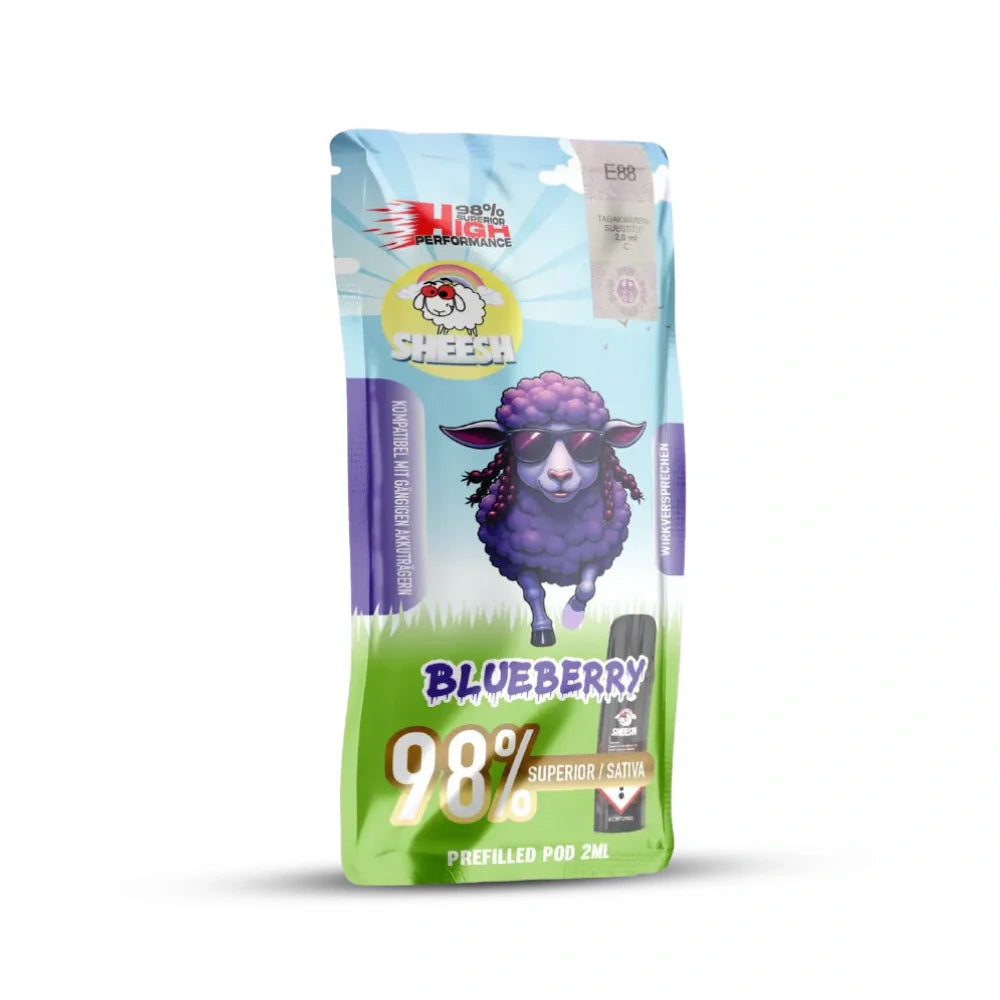 Sheesh Signature Pod Blueberry Packshot Vorderseite, 98 Prozent Superior Sativa, 2 ml