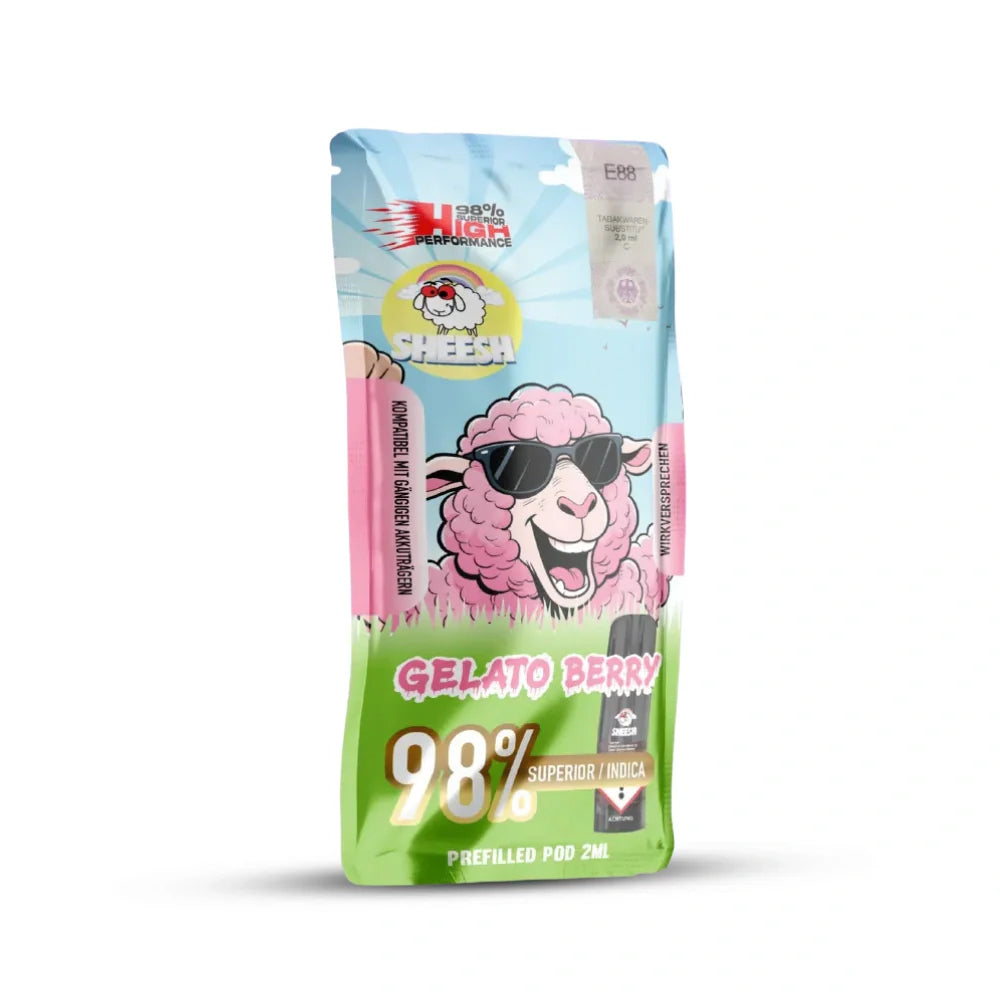 Sheesh Signature Pod Gelato Berry Packshot Vorderseite, 98 Prozent Superior Indica, 2 ml