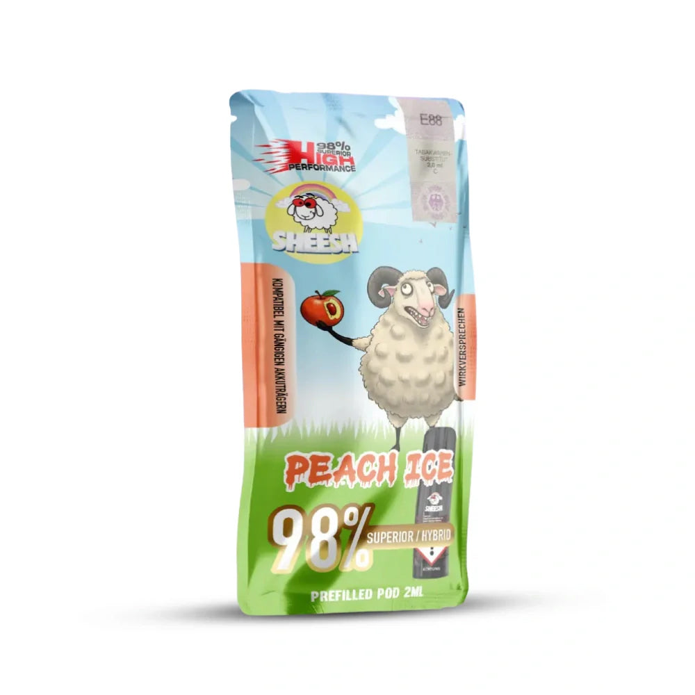 Sheesh Signature Pod Peach Ice Packshot Vorderseite, 98 Prozent Superior Hybrid, 2 ml