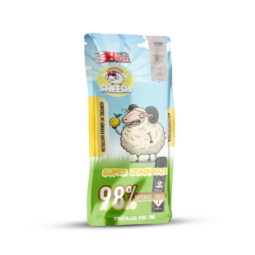 Sheesh Signature Pod Lamon Haze Packshot Vorderseite, 98 Prozent Superior Indica, 2 ml
