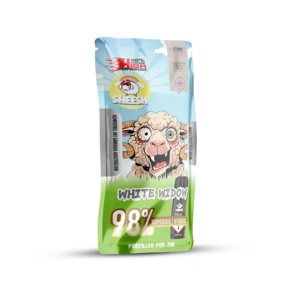 Sheesh Signature Pod White Widow Packshot Vorderseite, 98 Prozent Superior Hybrid, 2 ml