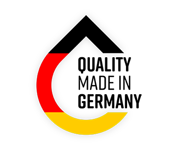 Tropfen Siegel in Schwarz Rot Gold mit Schriftzug Made in Germany